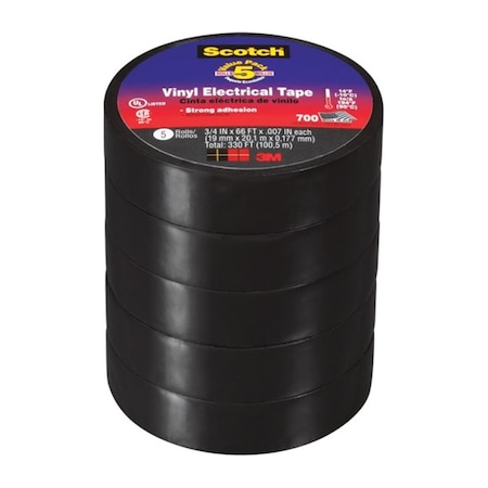 Scotch 24413-BA-6 0.75 in. Vinyl Electrical Tape Black - 3585304